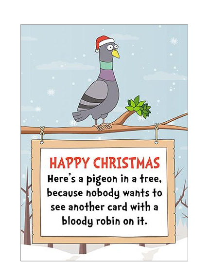 Pigeon in a tree - funny Christmas card