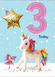 Unicorn - 3rd Birthday card