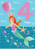 Mermaid - 4th Birthday card