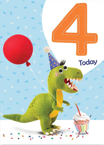 Dinosaur - 4th Birthday Card