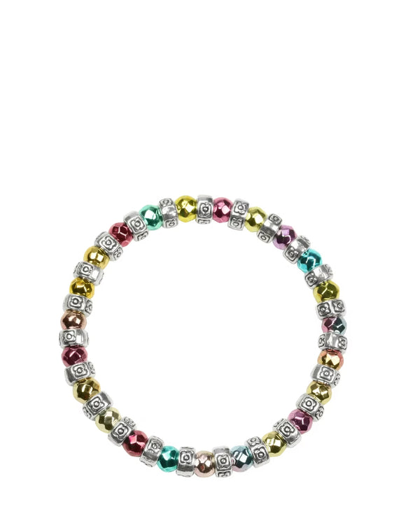 Pink Blue and Yellow Stretch Bracelet - Indulgence Jewellery