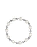 Rhodium Pearl Beaded Stretch Bracelet - Indulgence Jewellery