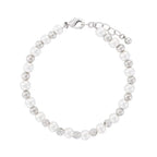 Rhodium Crystal Ball Pearl Bracelet - Indulgence Jewellery