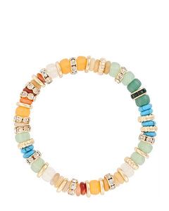 Gold colour beads crystal stretch bracelet - Indulgence Jewellery