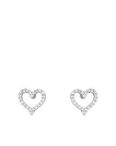 Heart CZ Rhodium Earrings - Indulgence Jewellery