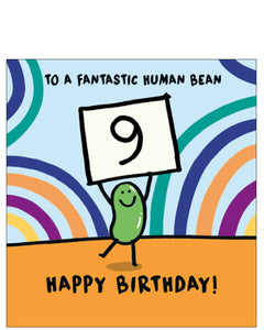 To a fantastic human bean on your 9th birthday card