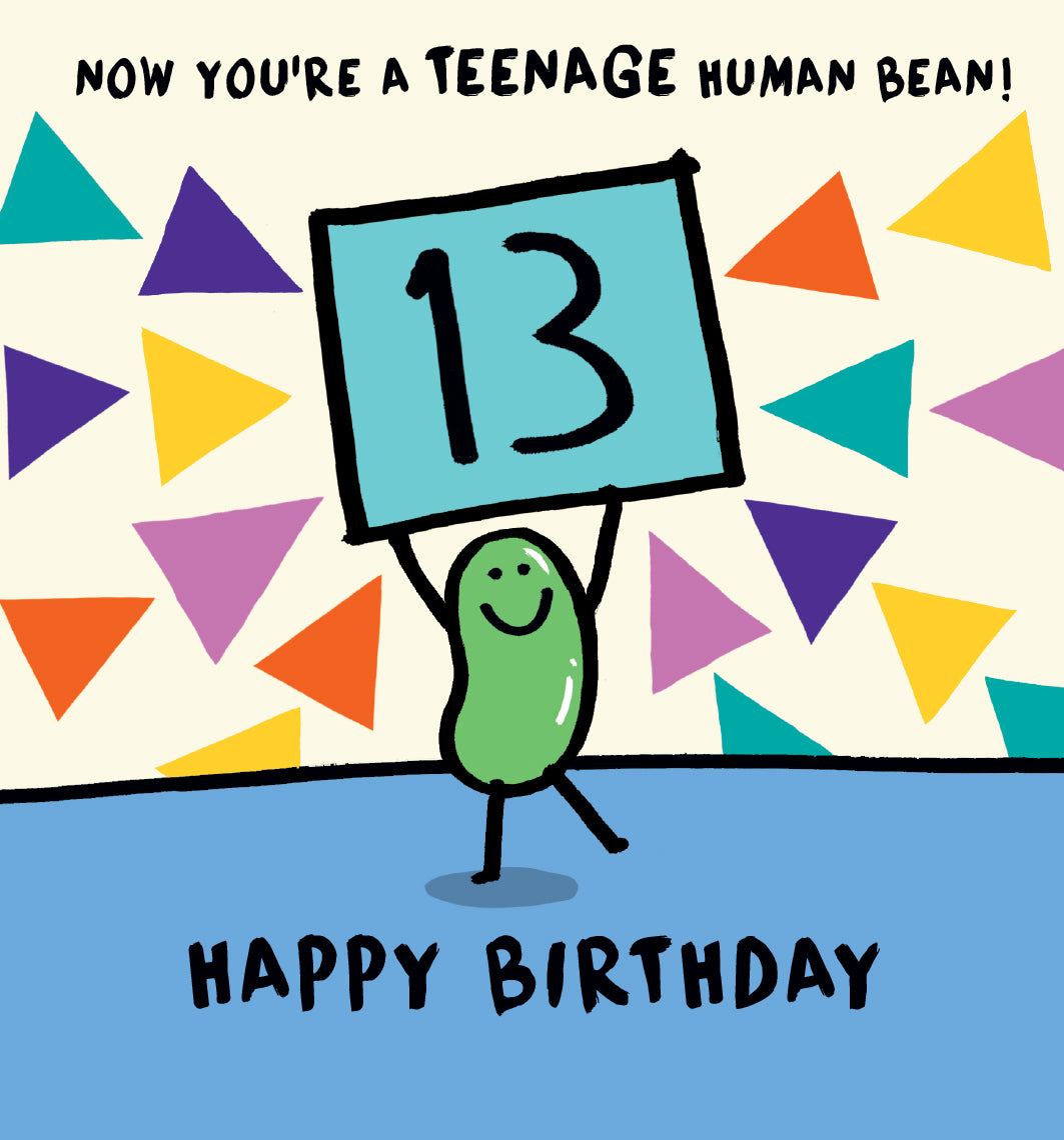 Teenage human bean - 13th birthday card