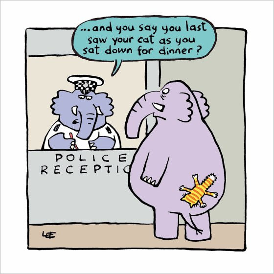 Elephant’s missing cat- Natural Yoghurt greetings card