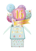 16th girl clever cube pop up card