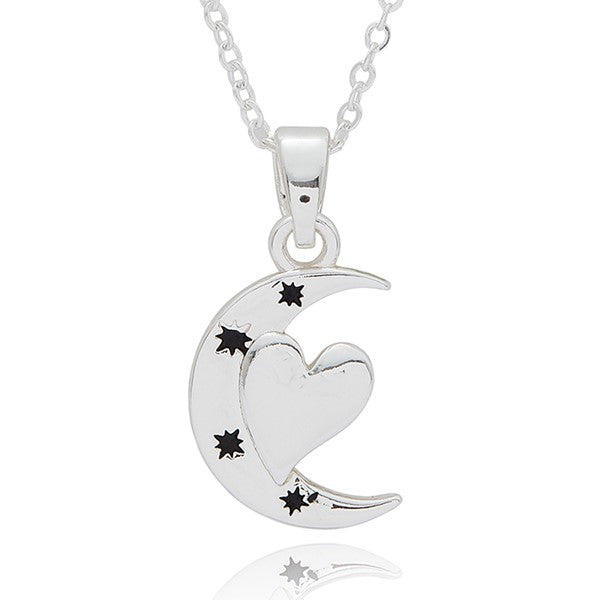 Fox Under The Moon Silver Plated Necklace Moon