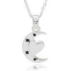 Fox Under The Moon Silver Plated Necklace Moon