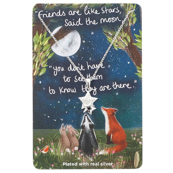 Fox Under The Moon Silver Plated Necklace Friends