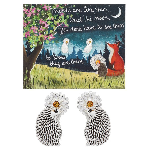 Fox Under The Moon Silver Plated Earrings Friends