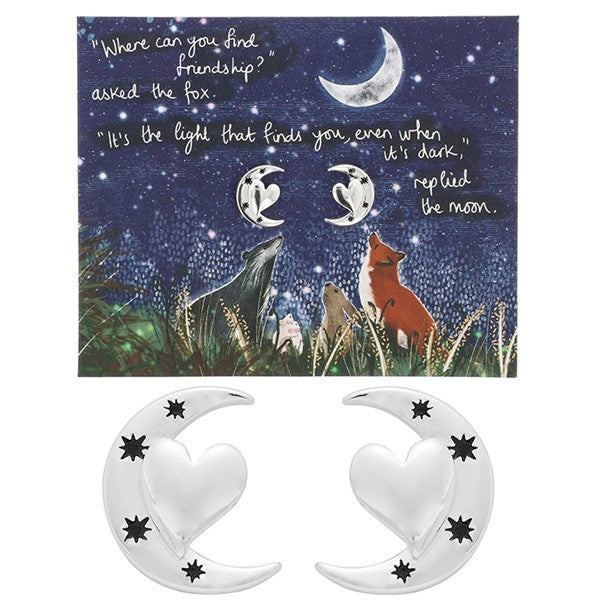 Fox Under The Moon Silver Plated Earrings