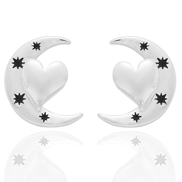 Fox Under The Moon Silver Plated Earrings
