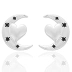 Fox Under The Moon Silver Plated Earrings