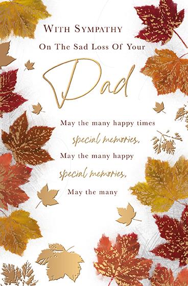 On the sad loss of your Dad - Sympathy greetings card