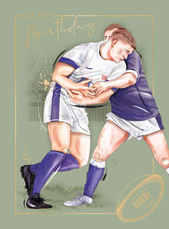 Rugby tackle - birthday card