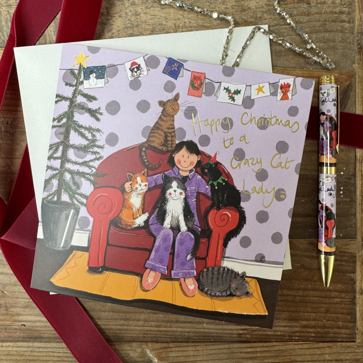 Alex Clark Crazy Cat Lady - Christmas Card