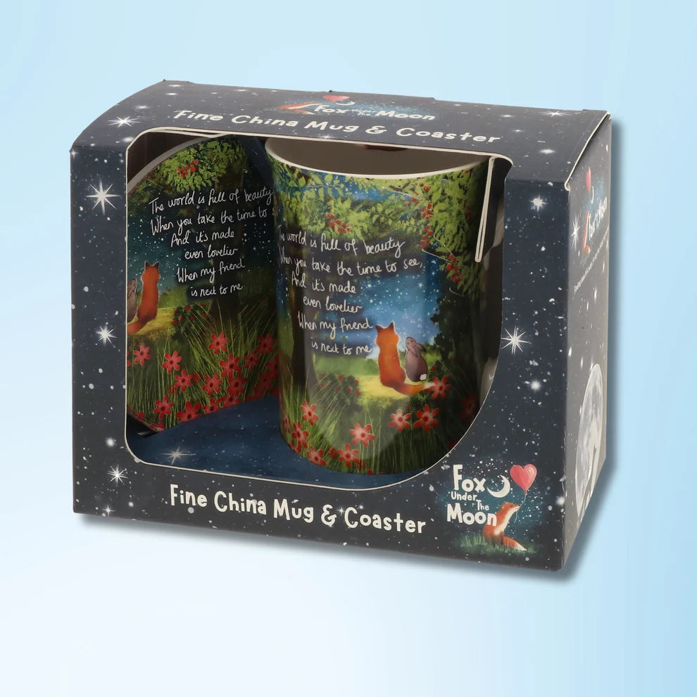 Fox Under The Moon Friend - Mug & Coaster Set