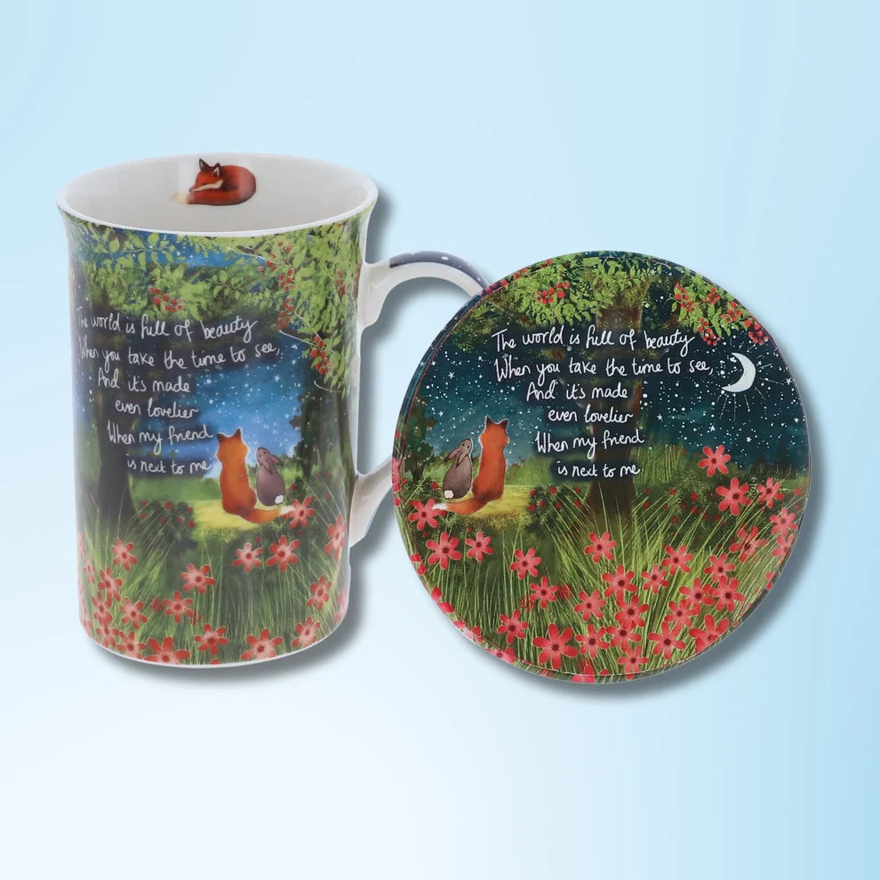 Fox Under The Moon Friend - Mug & Coaster Set