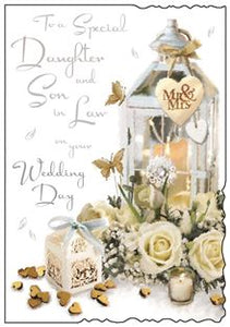 To a special Daughter and Son-in-Law on your Wedding Day card - Jonny Javelin
