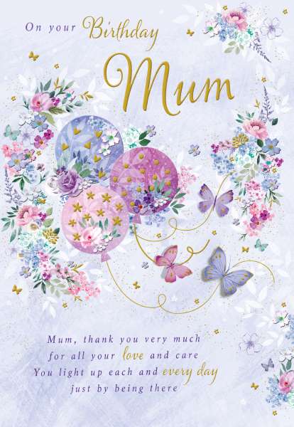 On your birthday Mum - Birthday card
