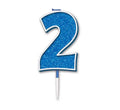 Blue Glitter Number 2 Candle