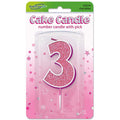 Pink Glitter Number 3 Candle