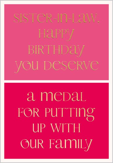 Sister-in-law birthday- birthday card