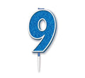 Blue Glitter Number 9 Candle