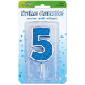 Blue Glitter Number 5 Candle
