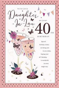 With love Daughter-in-Law on Your 40th Birthday card