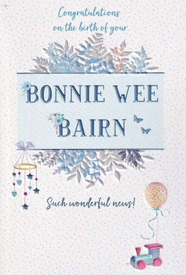 Bonnie Wee Bairn - new baby boy card