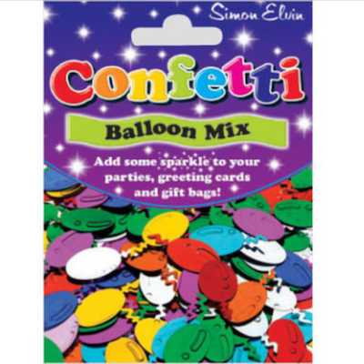 Balloons scatter confetti