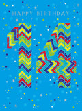 14th birthday card blue
