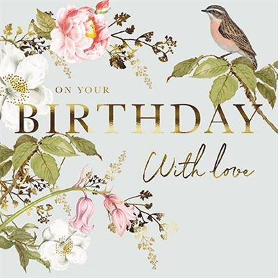 Flowers and birds - Birthday card