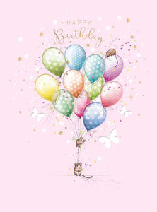 Mice with balloons - birthday card