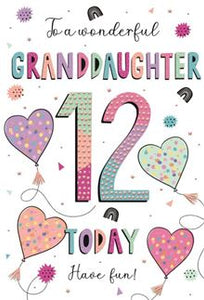 Special Granddaughter on your 12th birthday card