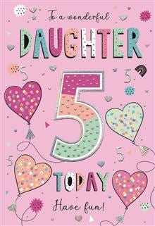 Daughter on your 5th Birthday card