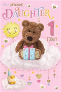 Barley the Brown Bear - Daughter 1st Birthday card