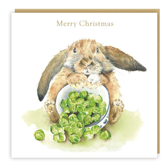 Rabbit with brussel sprouts - Love Country Christmas card