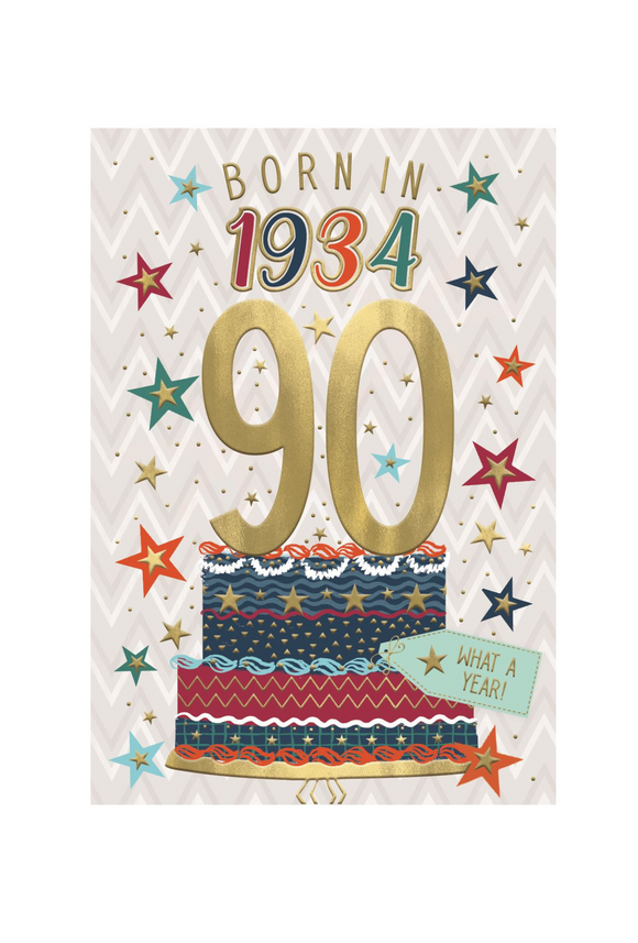 Born in 1934 - 90th birthday card (male)