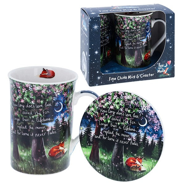 Fox Under The Moon Mug & Coaster Set – love