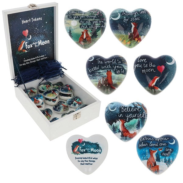 Fox Under The Moon heart Tokens