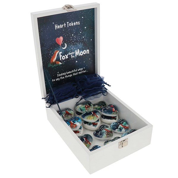 Fox Under The Moon heart Tokens