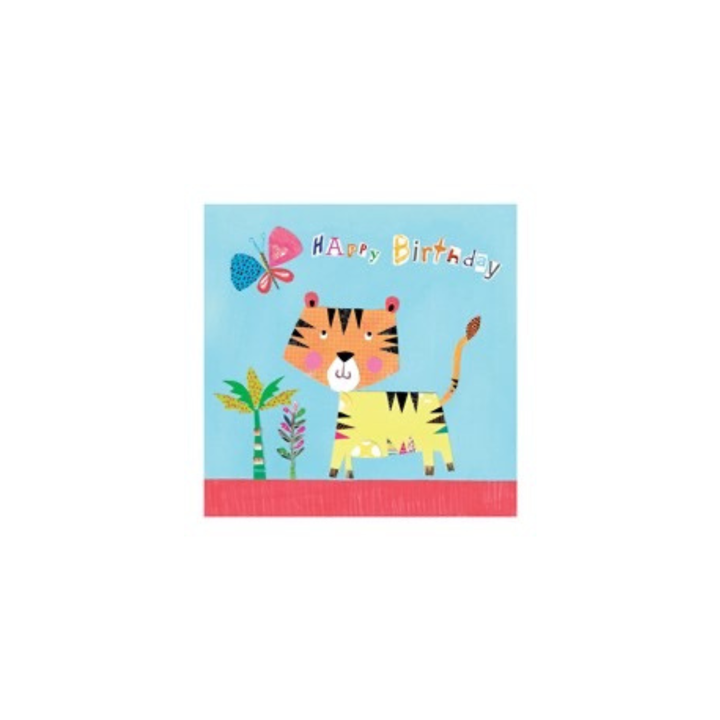 This cute little card is just right for a samll child's birthday and features a friendly looking cartoon tiger and butterfly... 