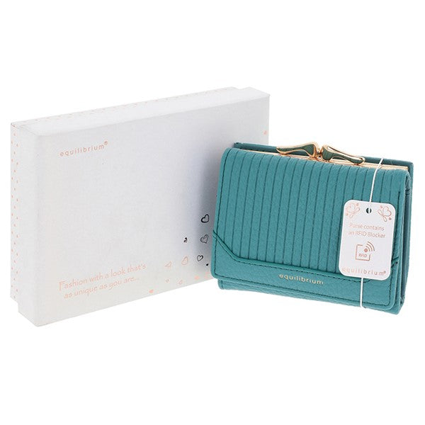 Ladies small lined clasp purse - teal