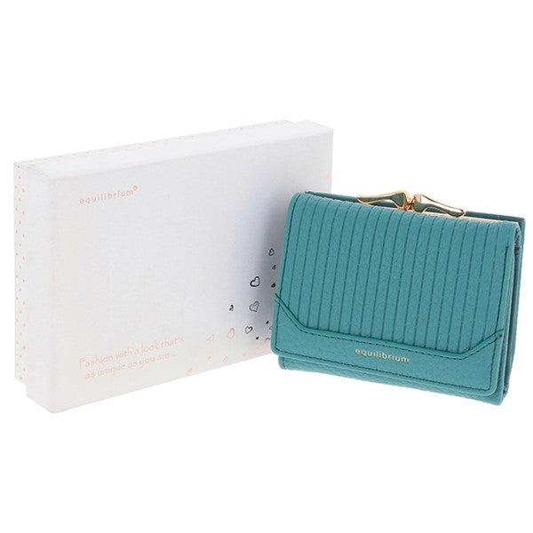 Ladies small lined clasp purse - teal