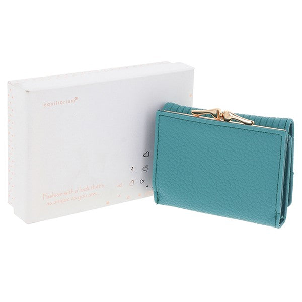Ladies small lined clasp purse - teal
